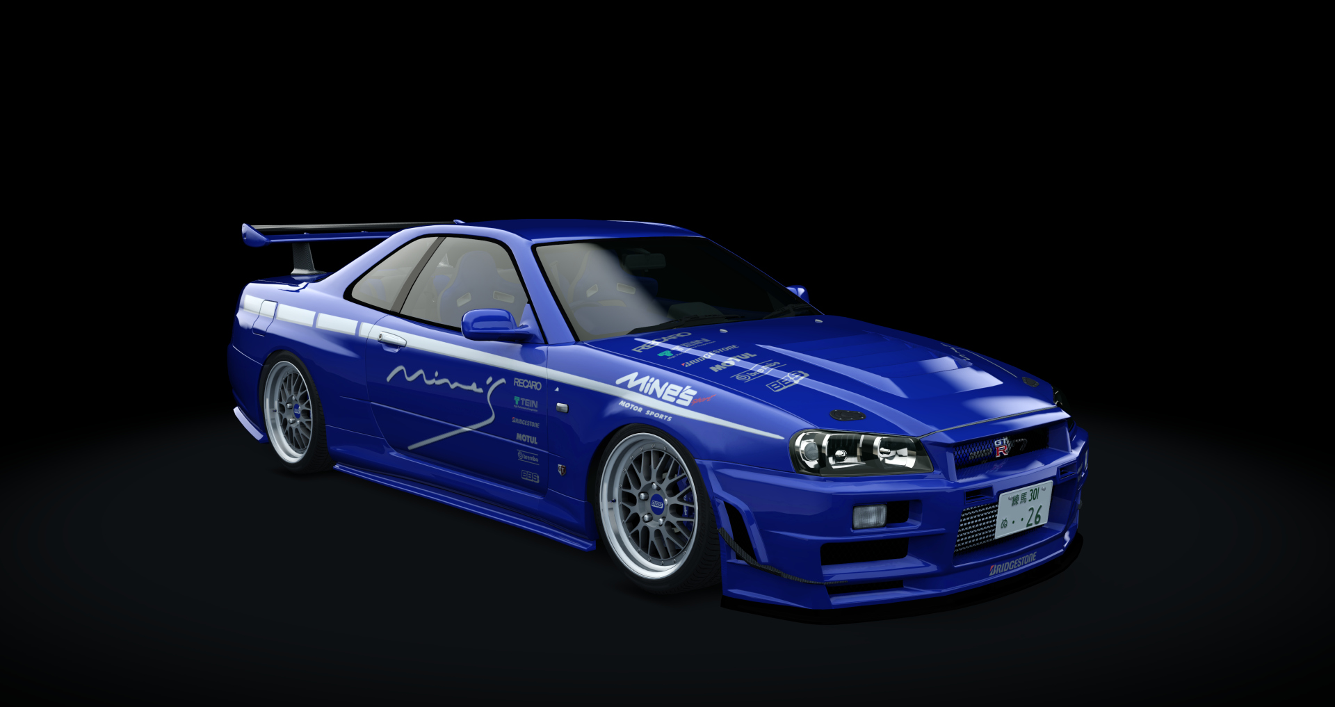 Nissan Skyline GT-R R34 Nismo Omori Factory S1, skin Mines Blue